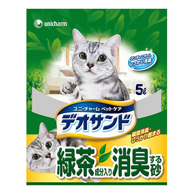 UNICHARM Наполнитель для кошачьего туалета бентонитовый дезодорирующий с экстрактом зеленого чая 5 л&nbsp;