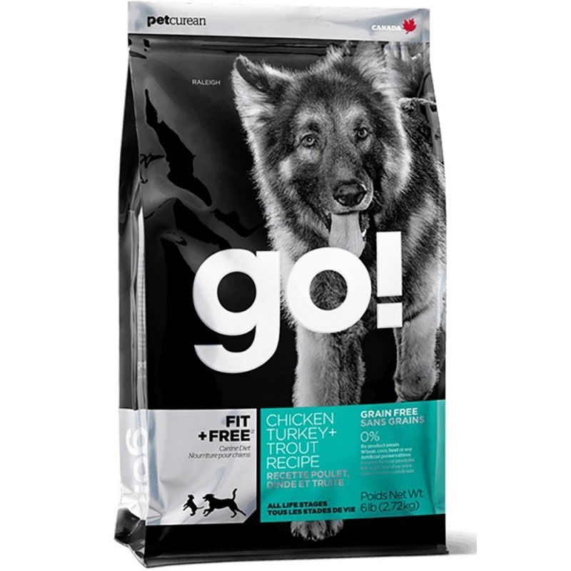 GO! Fit + Free Grain Free Dog Recipe (Turkey, chicken, trout, duck) беззерновой для собак 4 вида мяса индейка, курица, лосось, утка 11,35 кг&nbsp;