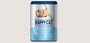 Хэппи Кэт консервы для котят нежные кусочки в соусе курочка с морковью 22 шт по 100 гр (пауч)&nbsp;