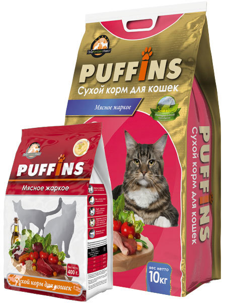 Сухой корм для кошек Puffins мясное жаркое&nbsp;