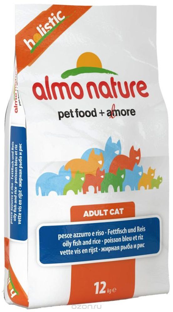 Almo nature (алмо натур) holIstIc корм сухой для кошек с белой рыбой и коричневым рисом 12 кг&nbsp;