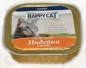 Хэппи Кэт консервы для кошек паштет с индейкой и овощами 32 шт по 100 гр (ламистер)&nbsp;
