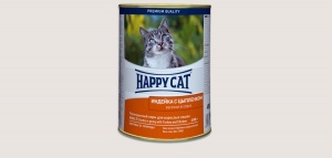 Хэппи Кэт консервы для кошек индейка и цыпленок кусочки в соусе 24 шт по 400 гр&nbsp;