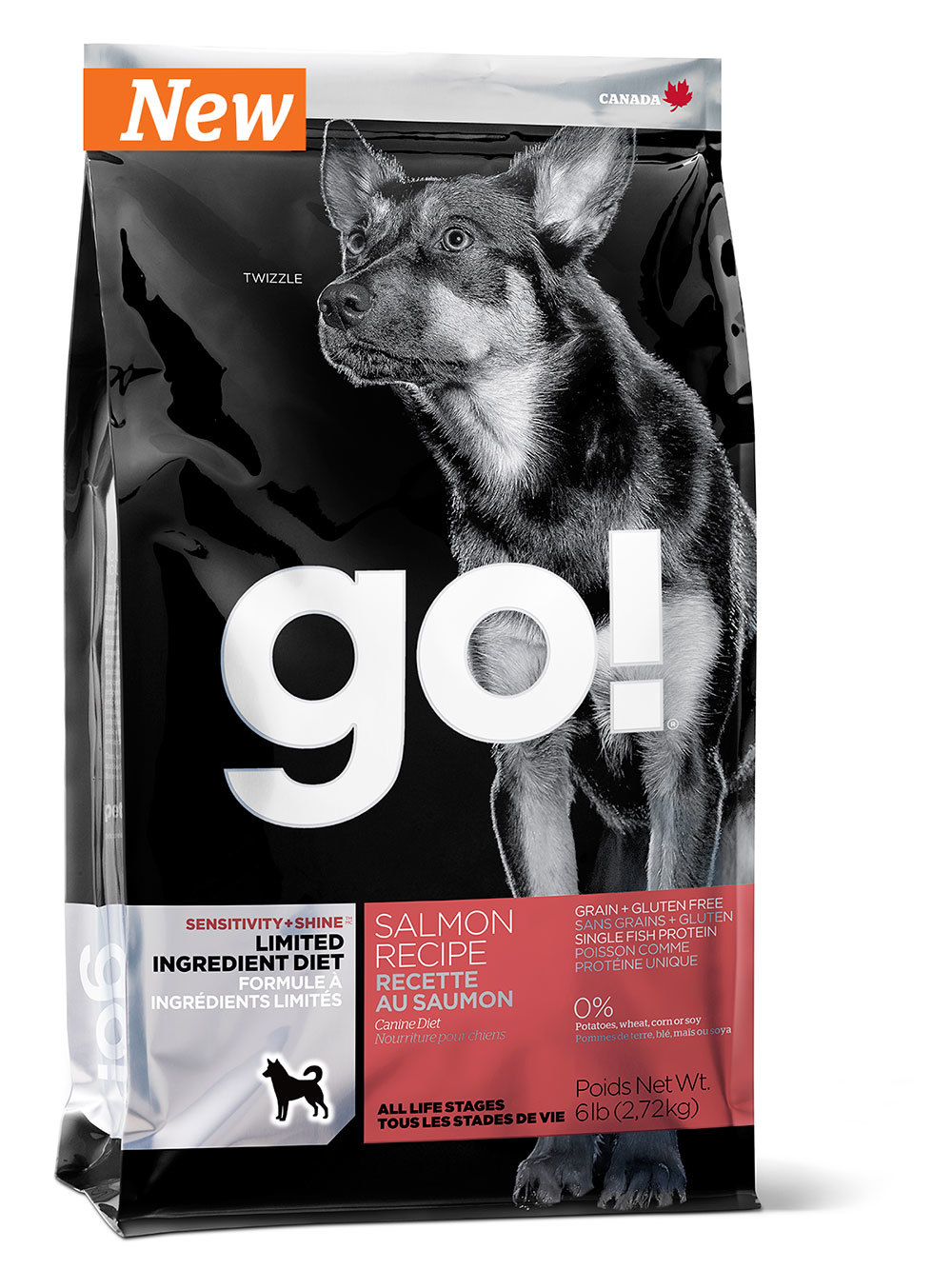 GO! Sensitivity + Shine Salmon Dog Recipe Limited Ingredient Diet, Grain Free, Potato Free беззерновой для щенков и собак с лососем для чувст. 11,35кг&nbsp;