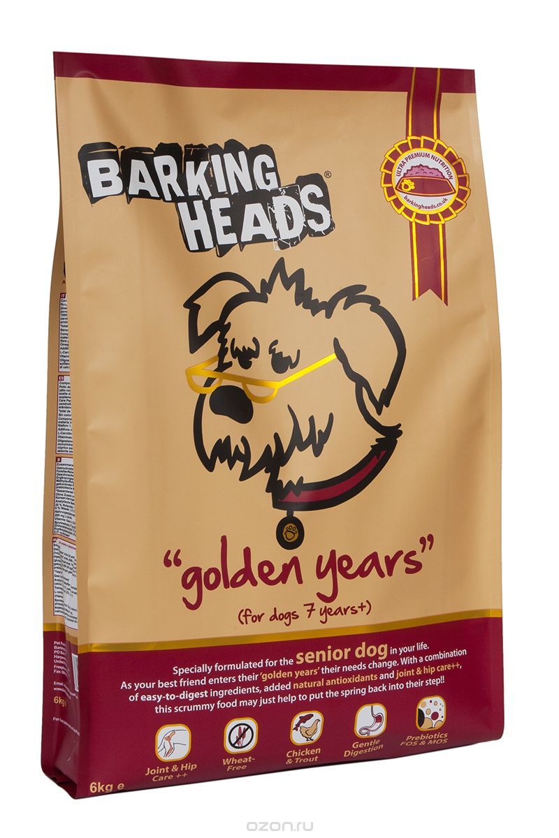 Баркин хэдс (Barking heads) корм для собак старше 7 лет с курицей и рисом золотые годы 12 кг&nbsp;